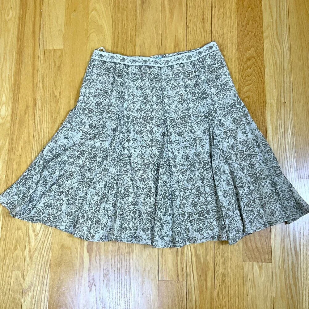 Antonio Melani Skirt Silk Brown Cream Scroll Paisley (12)